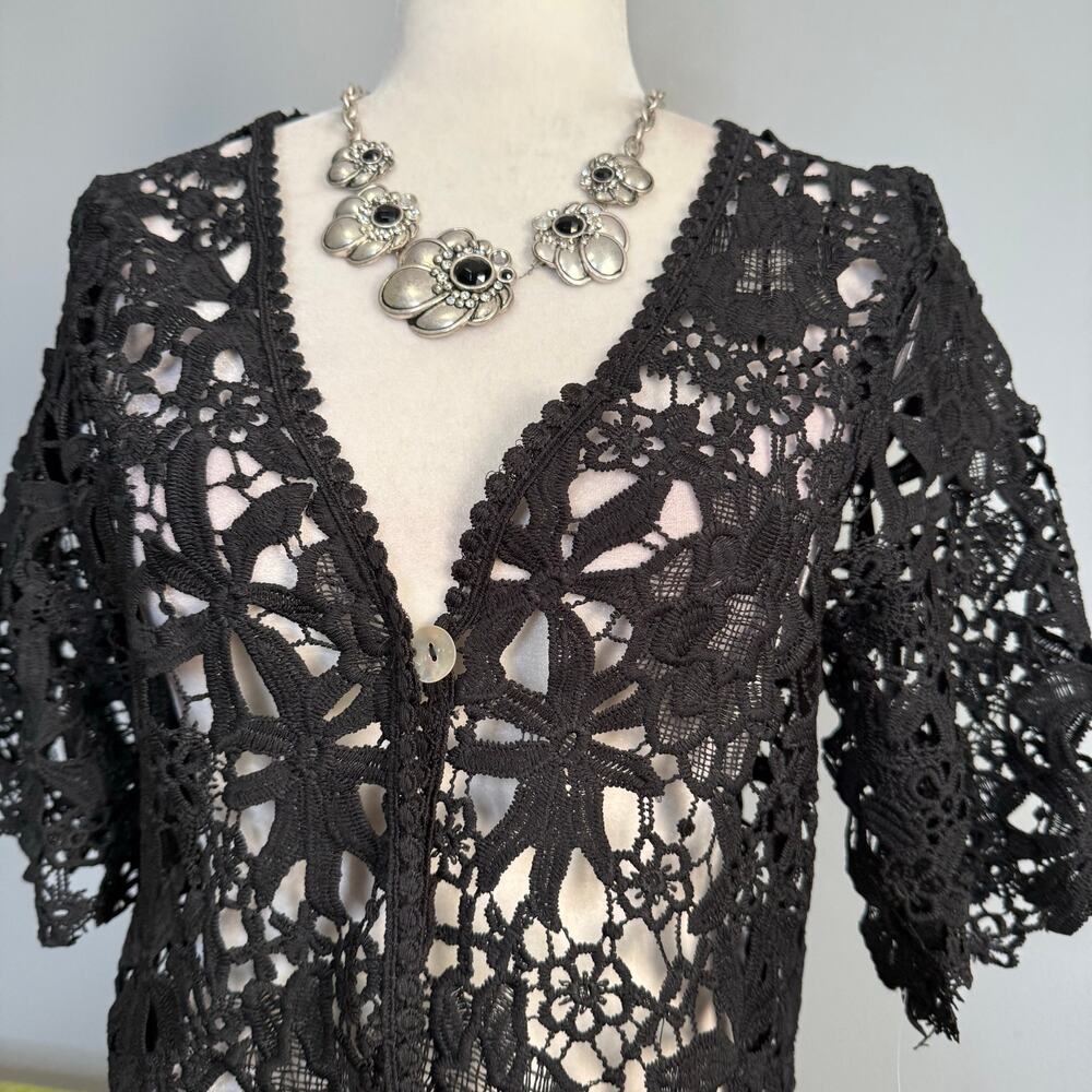 Rabbit Rabbit Rabbit Designs Black Sheer Lace Jacket NEW - Picture 2 of 6